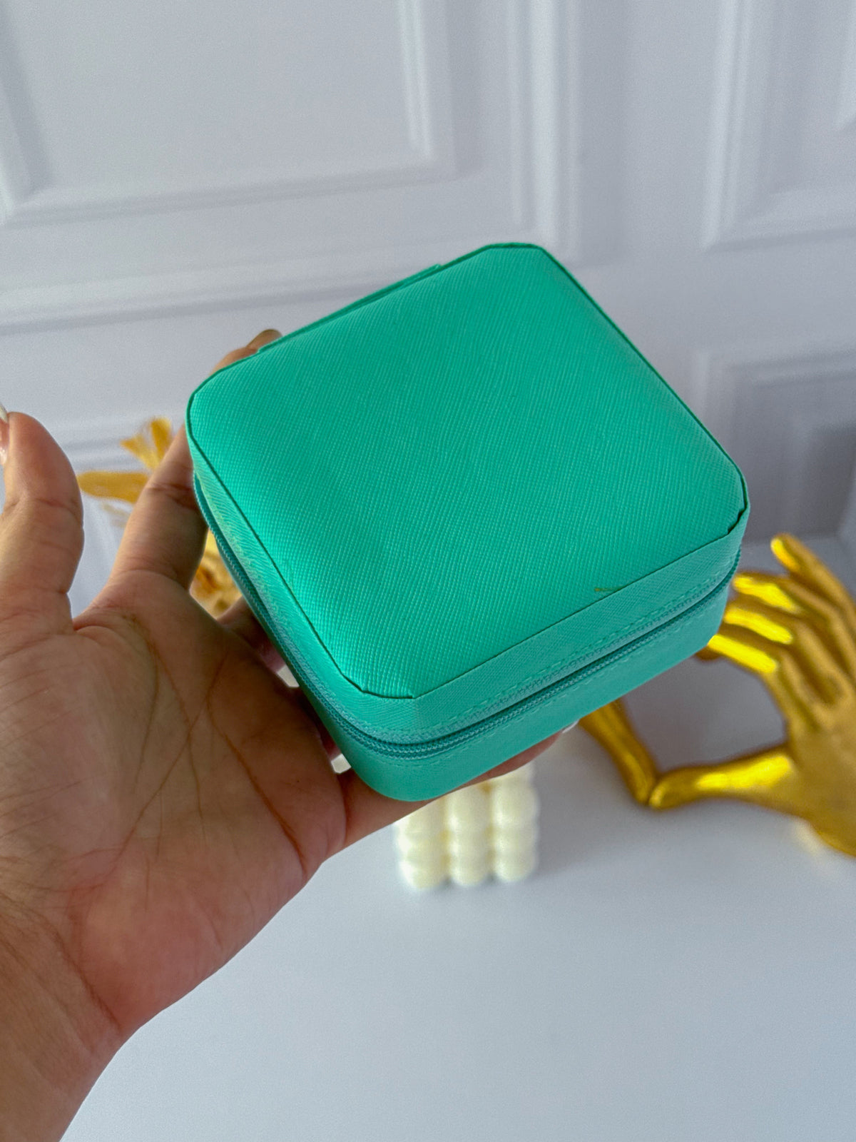 Mint green travel jewelry box