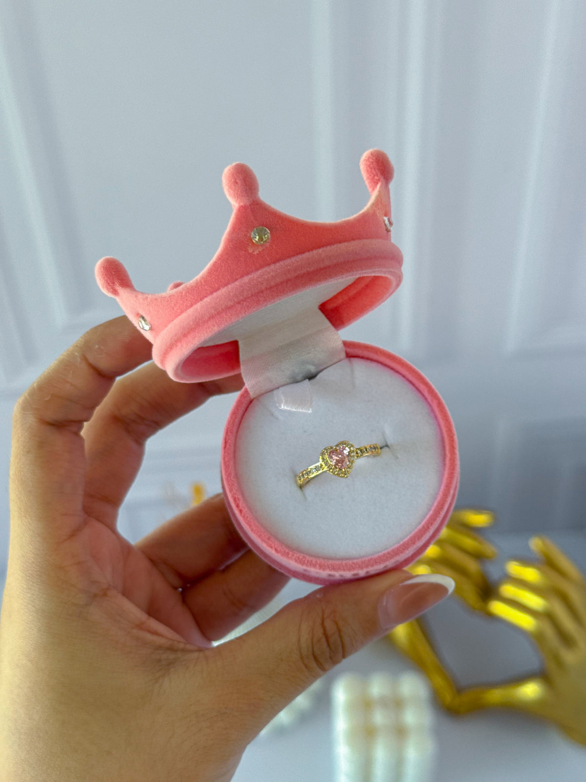 Anillo promesa cofre rosado