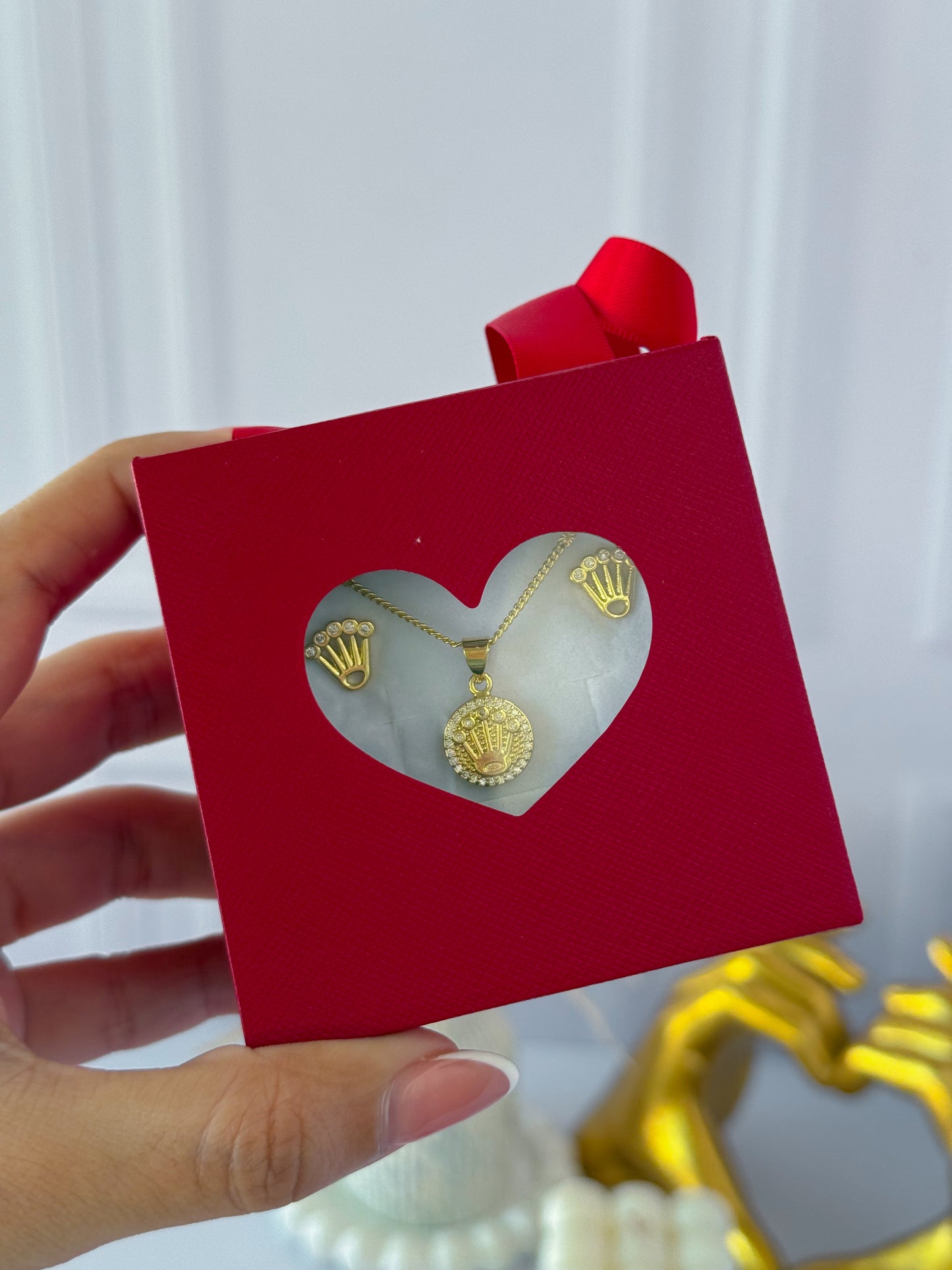 Combo Rolex con caja de corazón roja
