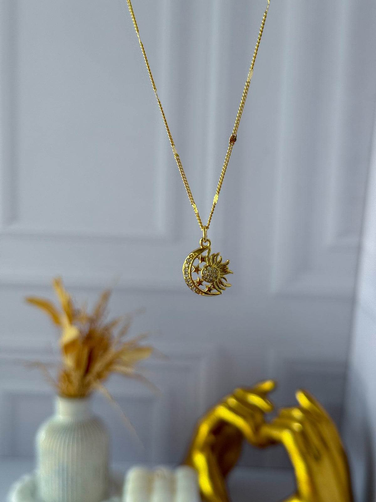 Sun and moon necklace
