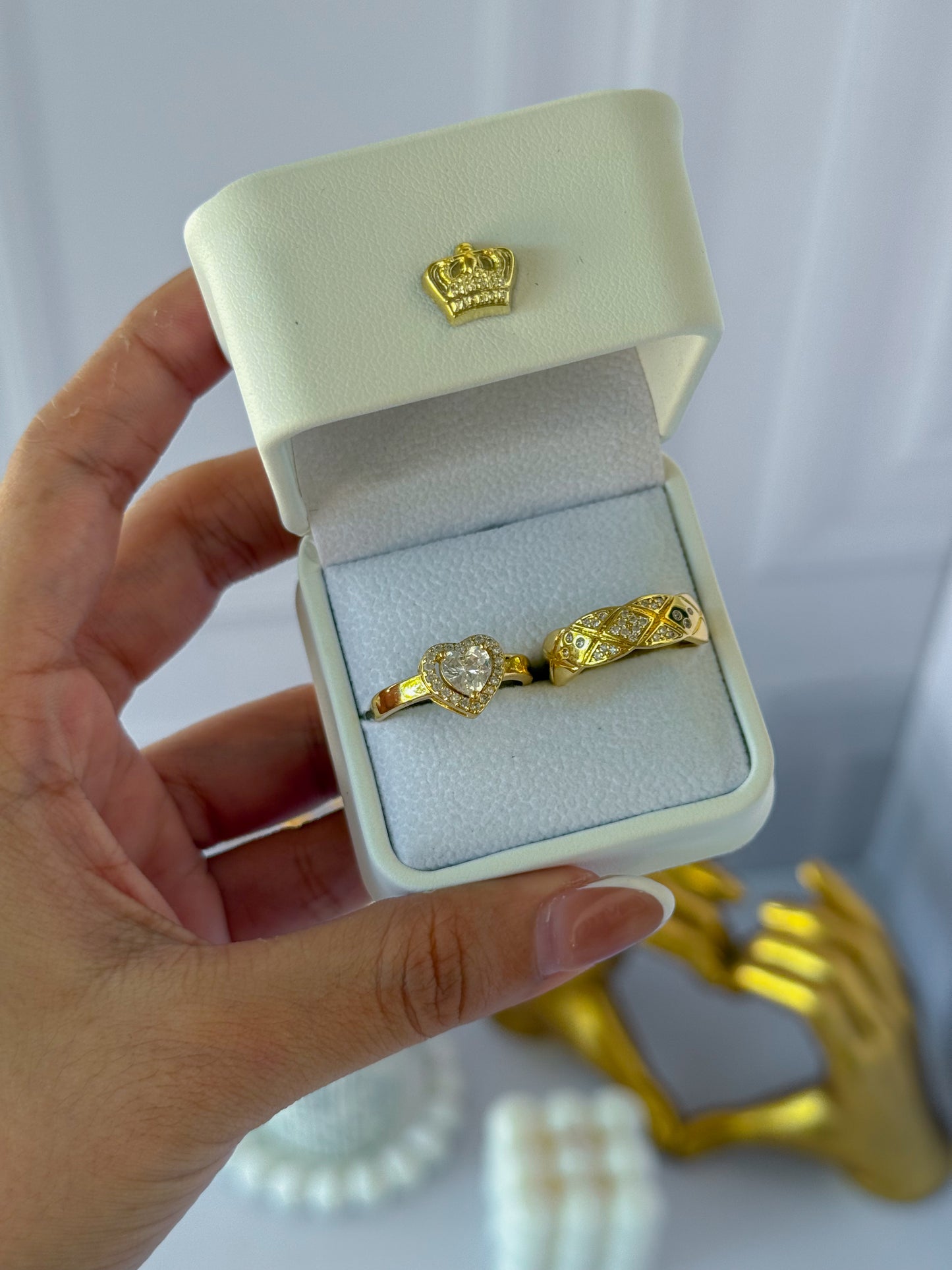 Anillos promesa corazón grande blanco