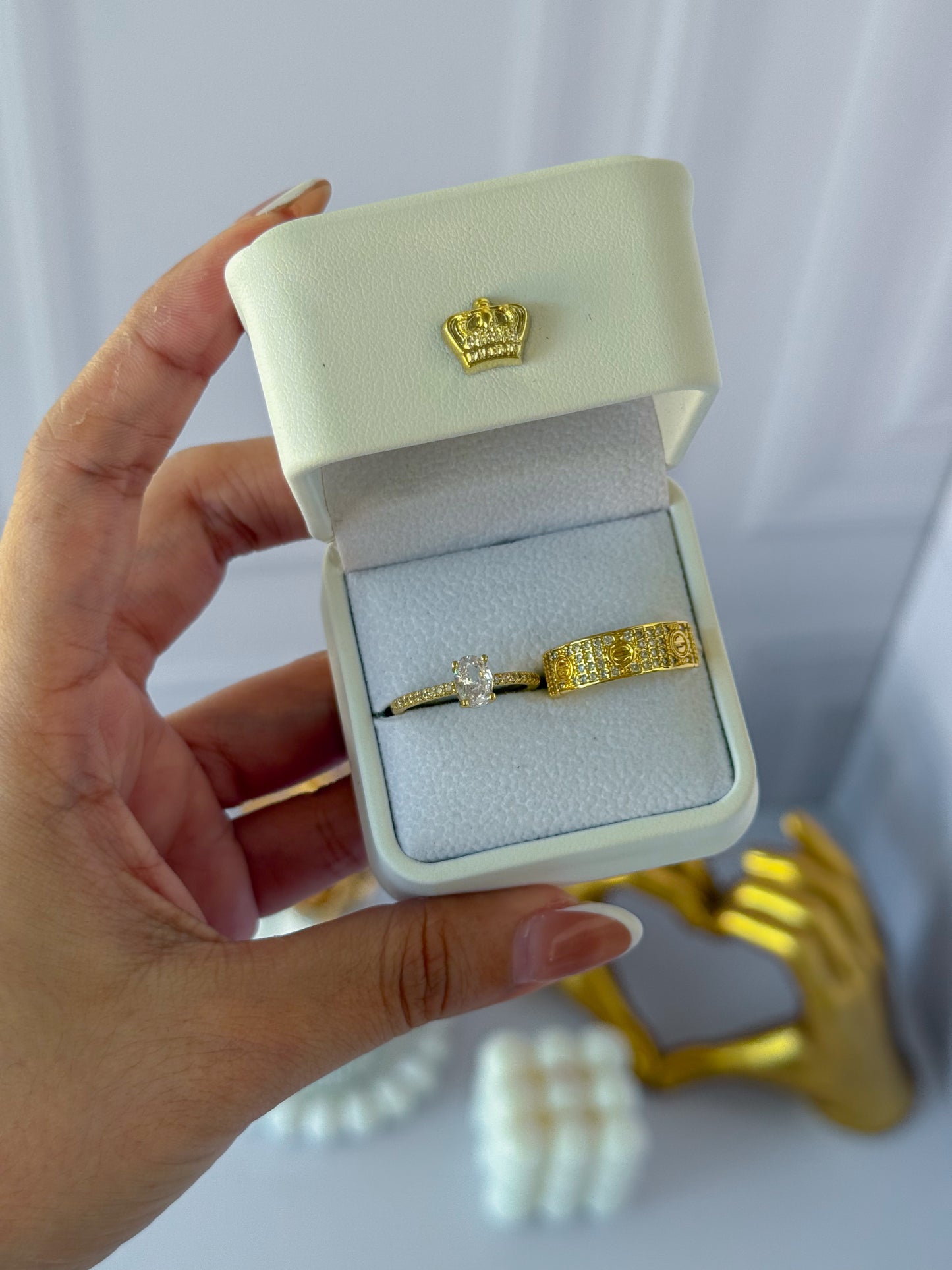 Anillo promesa ovalado blanco