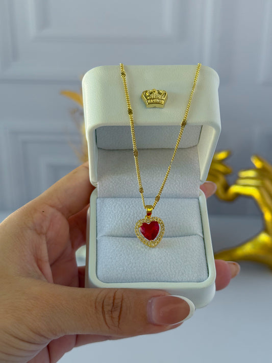 Cadena de corazón rojo