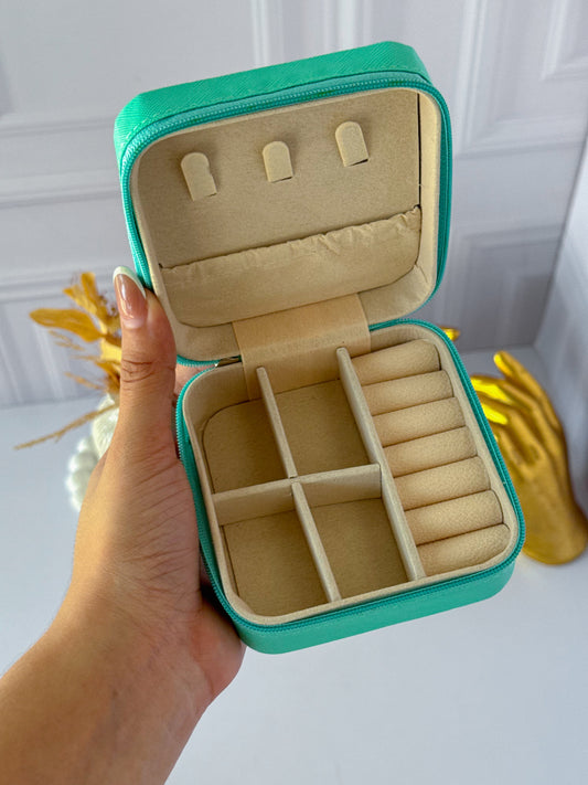 Mint green travel jewelry box