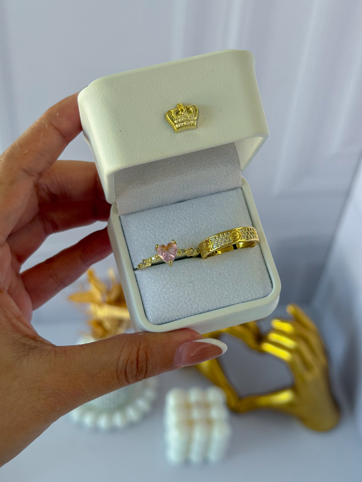 Anillos promesa corazón rosado