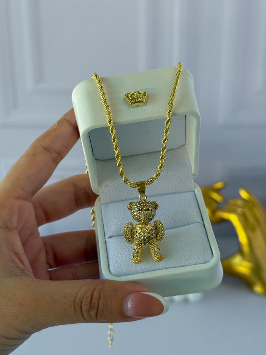 Cadena con lazo de osito de peluche tejido