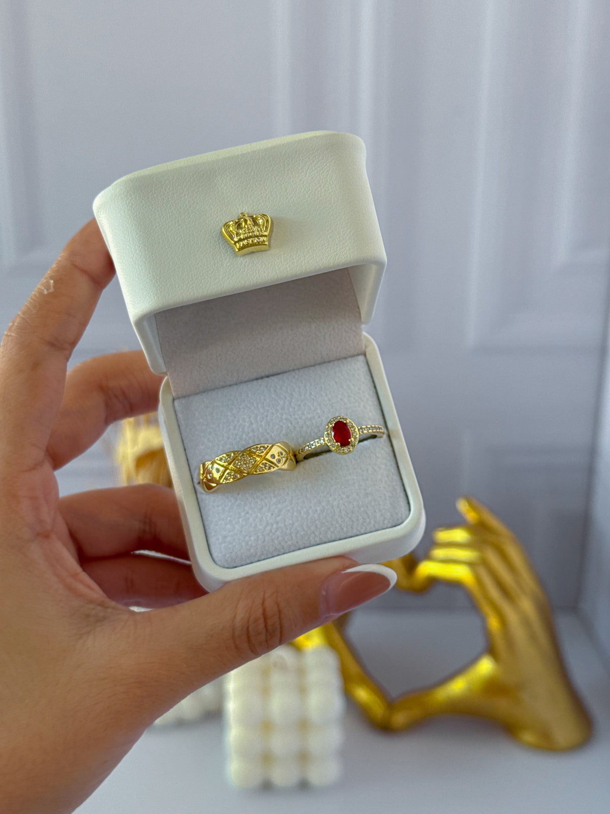 Anillos promesa ovalado rojo