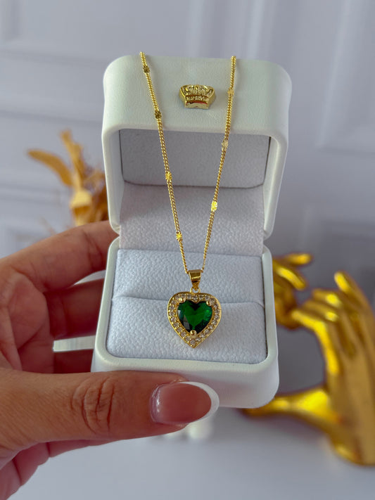 Colgante de corazón verde grande