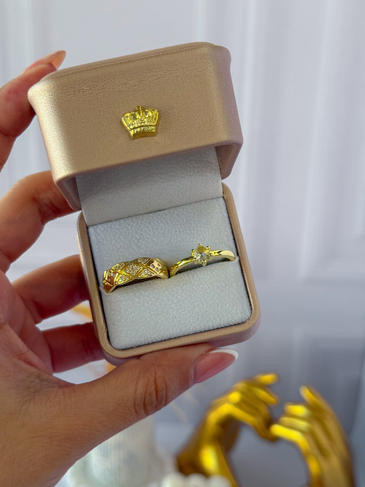 Anillos promesa piedra blanca