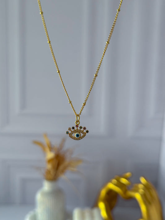 Cadena con ojo turco pequeño