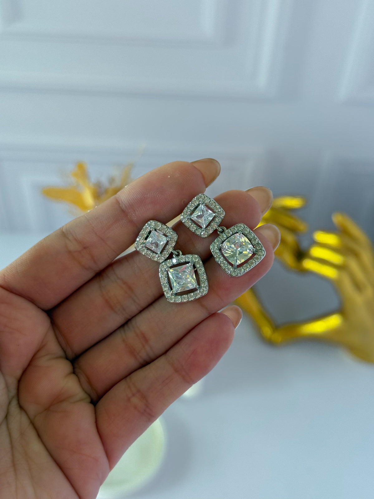 White silver studs