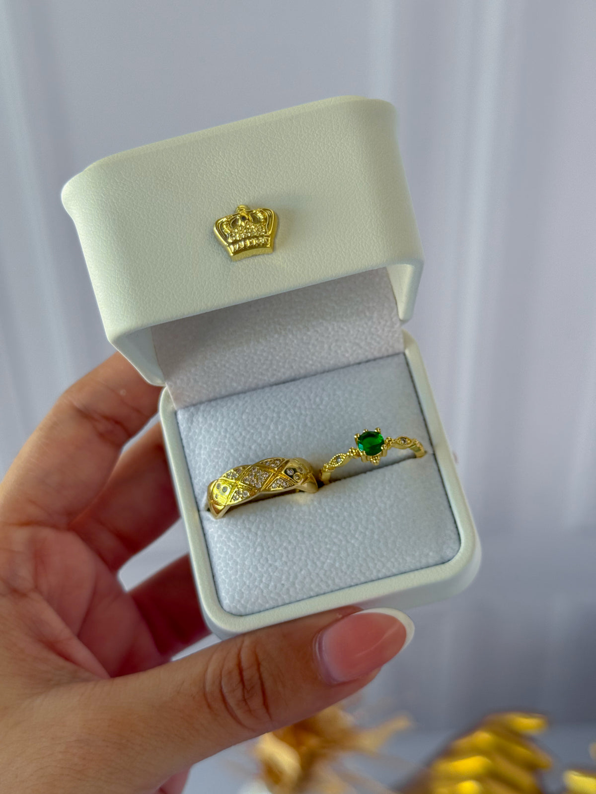 Anillos promesa perla verde