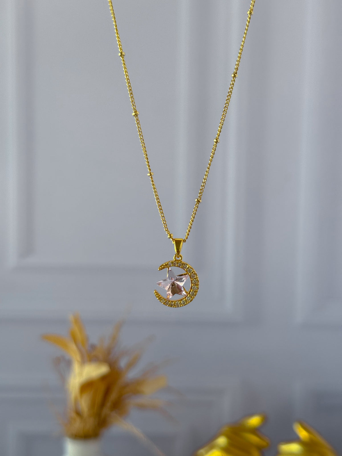 Pink moon star chain