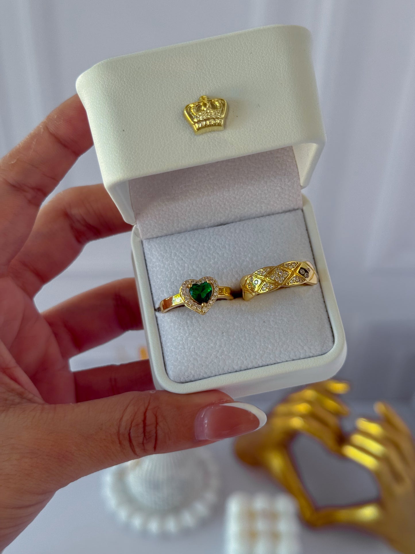 Anillo promesa corazón verde grande