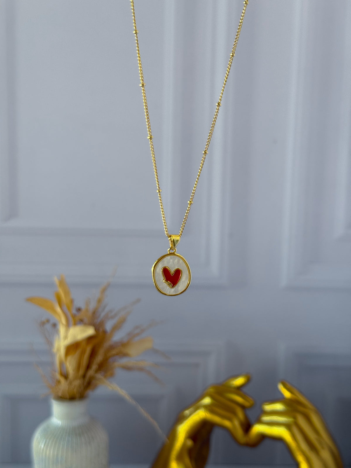 Cadena corazón nacarado