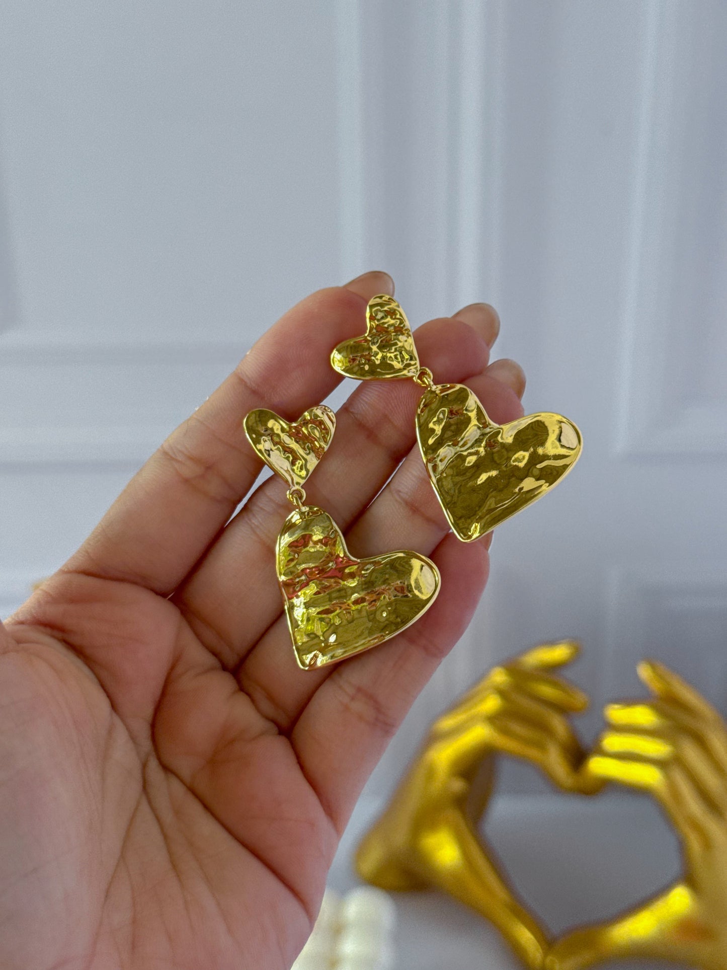Pendientes de corazón doble