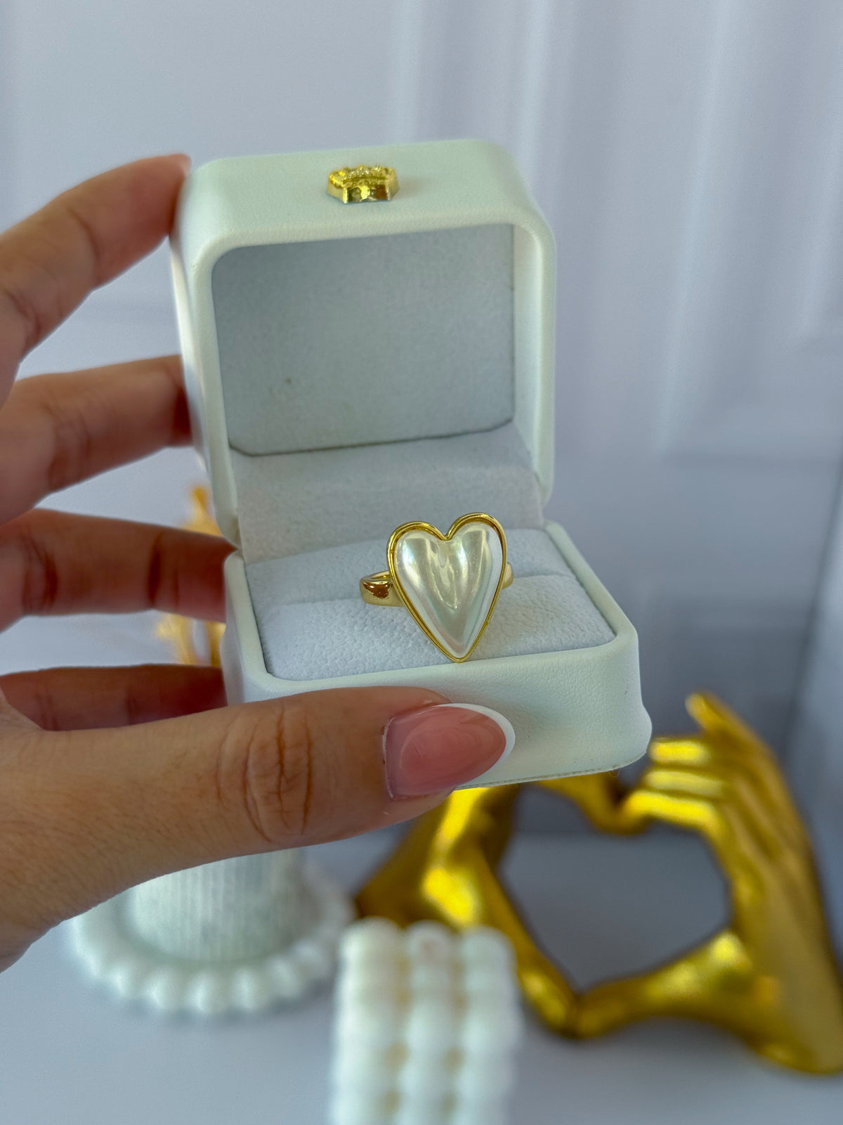 Pearl heart ring