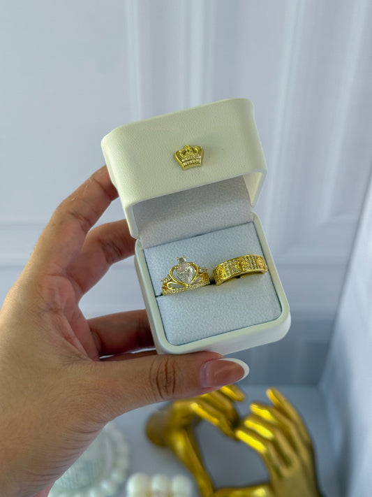 Anillos promesa corona blanca