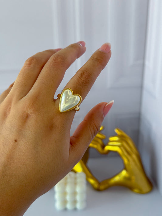 Pearl heart ring