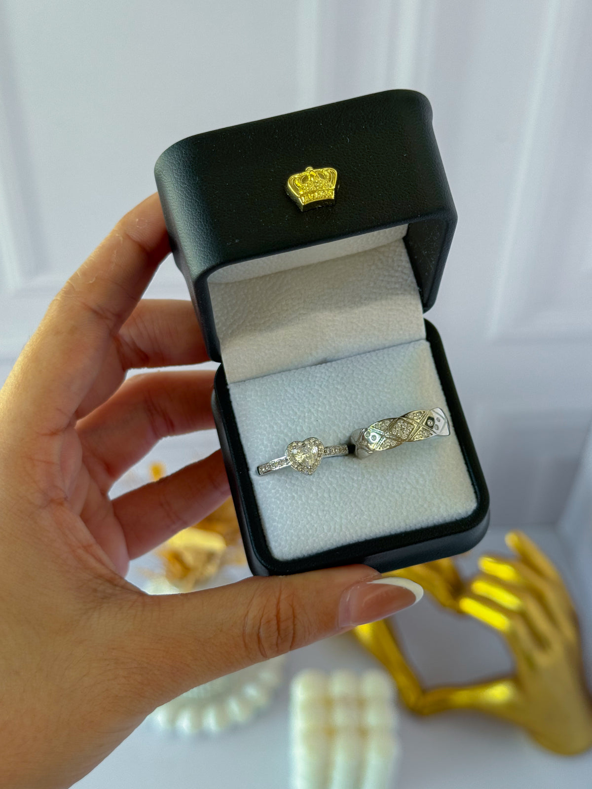 Anillos promesa plateado corazón
