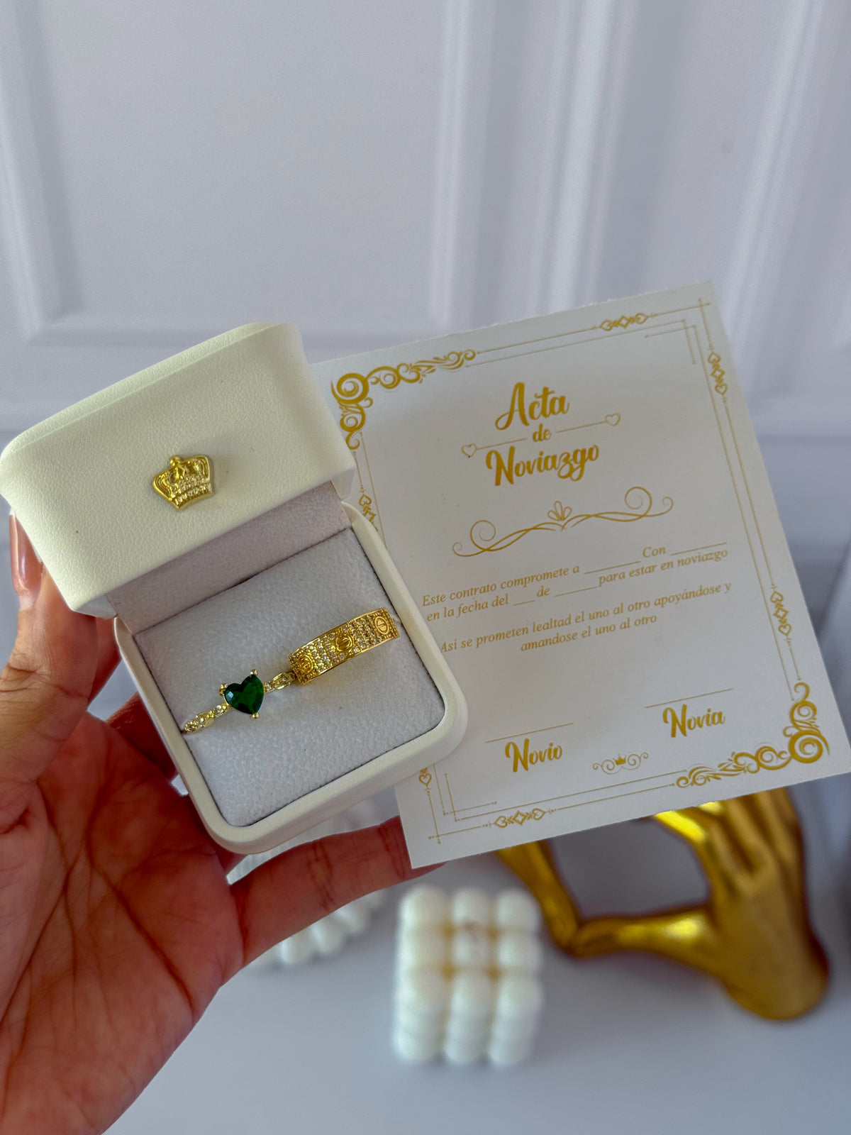 Anillos promesa piedra verde