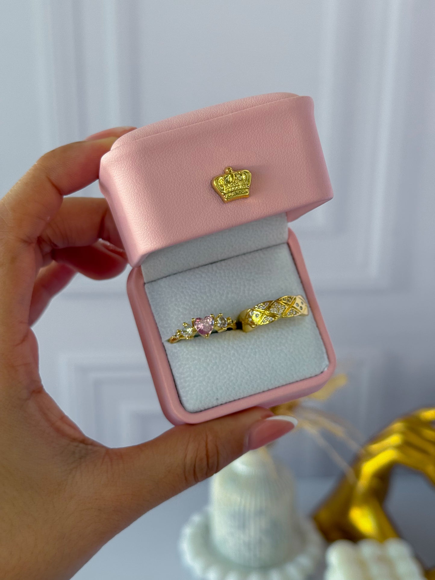 Anillos promesa corazón rosado
