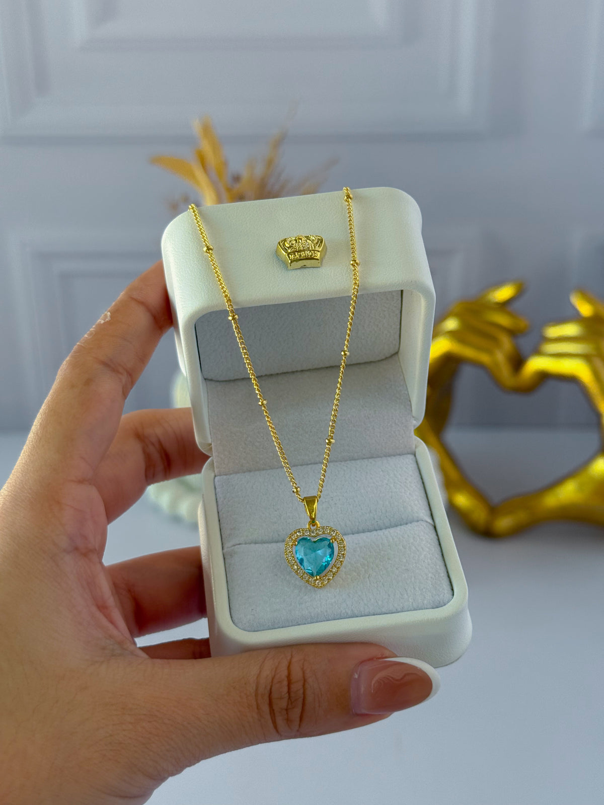 Sky blue heart chain