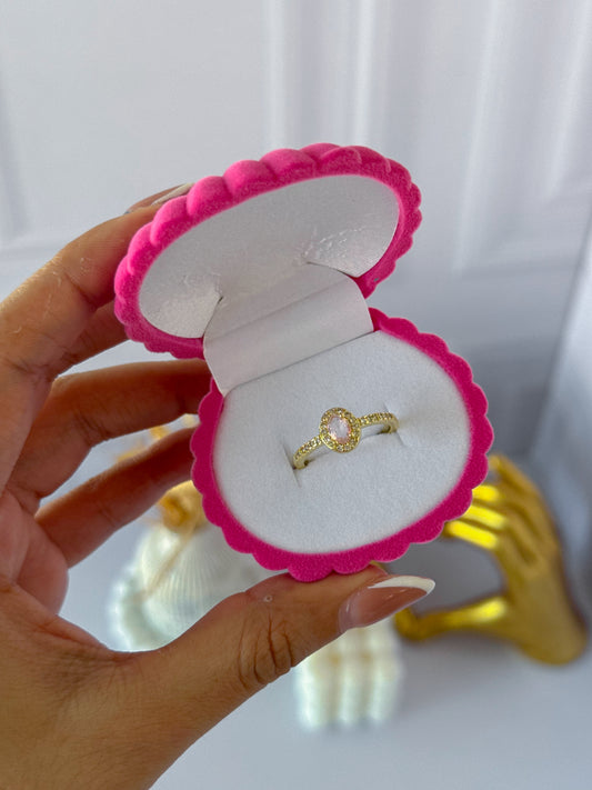 Anillo promesa ovalado rosado