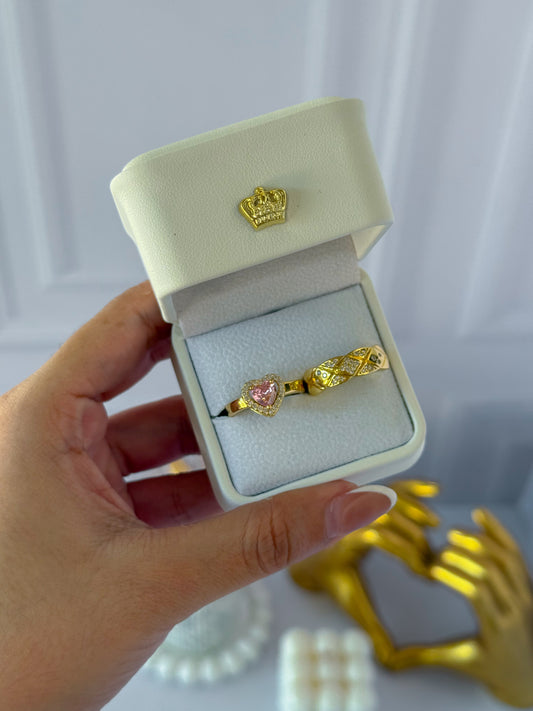 Anillos promesa corazón rosa