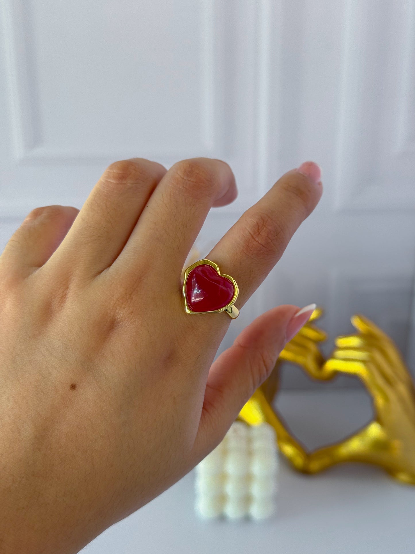 Garnet heart ring
