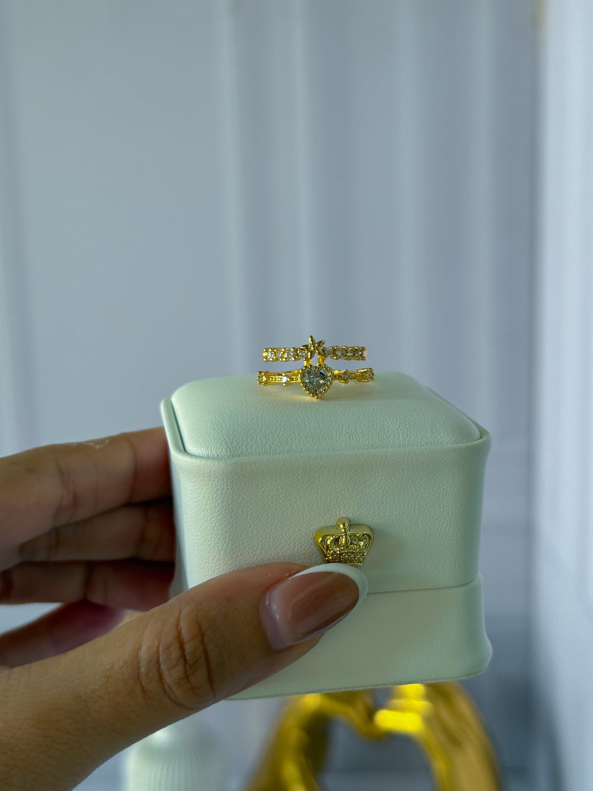 Doble anillo con corazón