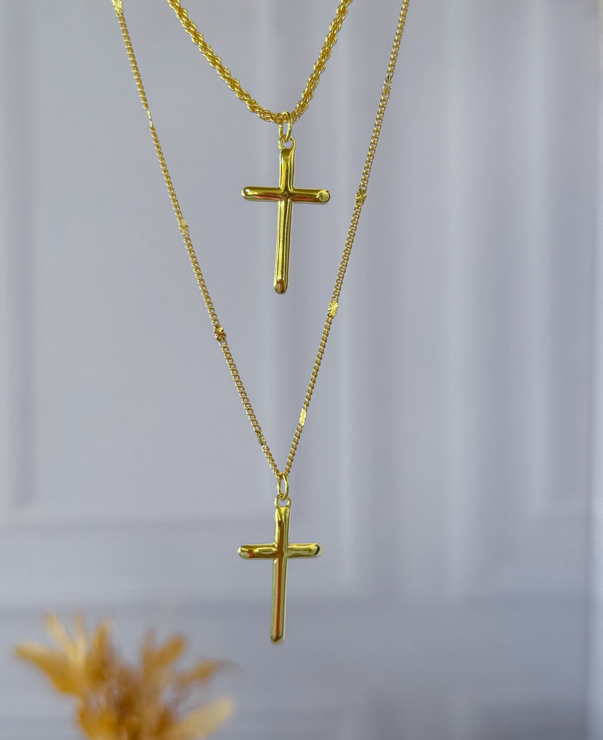 Dúo de cadenas para compartir Cruz